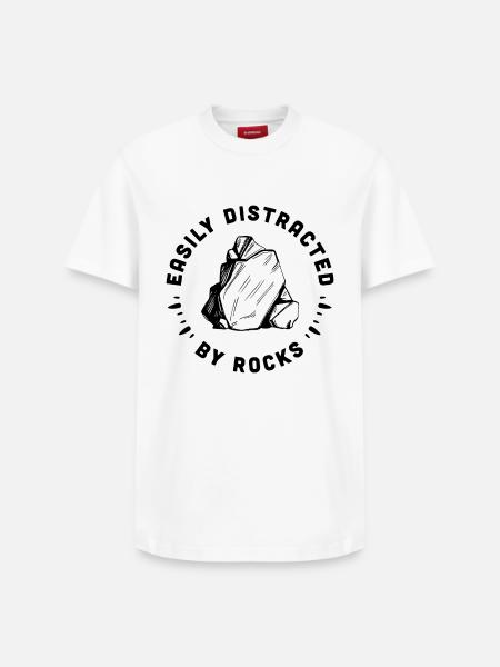 Rock collector rockhounding geologist humour - Relaxed Unisex Supima Cotton T-Shirt – by SPREAD - white