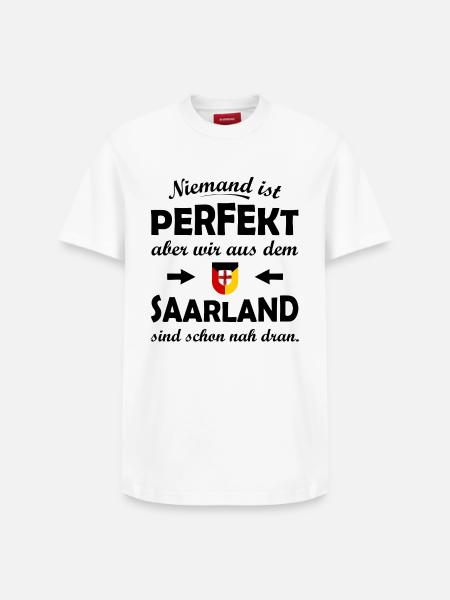 RotGelb Schildwappen Saarland - Relaxed Unisex Supima Cotton T-Shirt – von SPREAD - Weiß