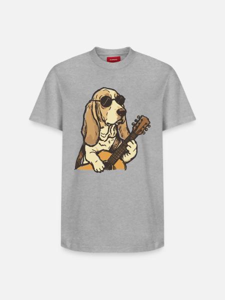 Hippy Beagle Guitar Dog - Relaxed Unisex Supima Cotton T-Shirt – by SPREAD - white