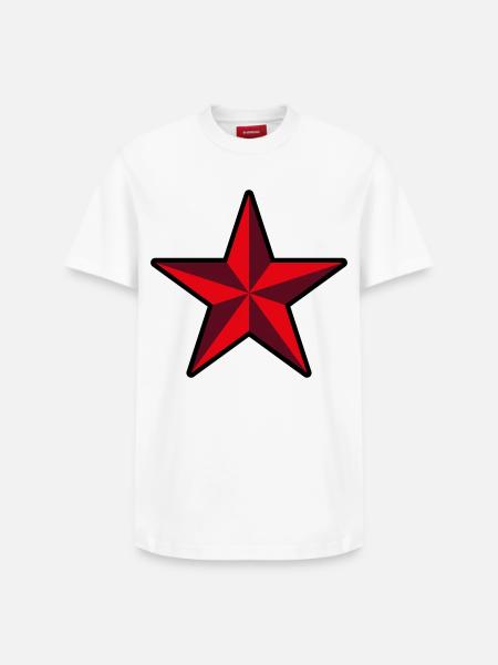 Red Star (Revolution / Outline / 3C) - Relaxed Unisex Supima Cotton T-Shirt – by SPREAD - white