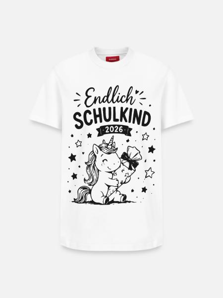 Endlich Schulkind 2026 Einhorn - Relaxed Unisex Supima Cotton T-Shirt – von SPREAD - Weiß