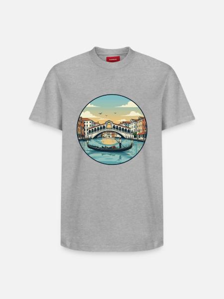 Venice Italy Rialto Bridge Gondola Sticker - Relaxed Unisex Supima Cotton T-Shirt – by SPREAD - white