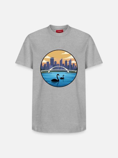 Perth Australia Swan River Skyline Sticker - Relaxed Unisex Supima Cotton T-Shirt – by SPREAD - white