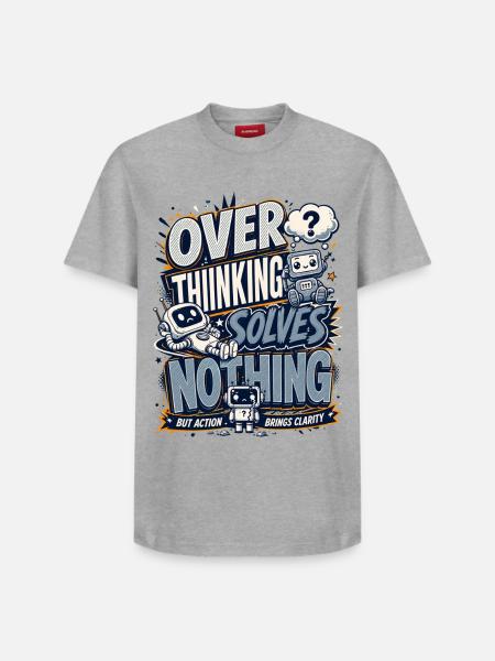 Overthinking Solves Nothing Robot Tee - Relaxed Unisex Supima Cotton T-Shirt – by SPREAD - white