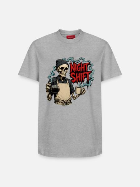 Night Shift Coffee – Barista-Skelett Nachtschicht - Relaxed Unisex Supima Cotton T-Shirt – von SPREAD - Weiß