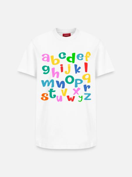 Schulkind ABC Buchstaben - Relaxed Unisex Supima Cotton T-Shirt – von SPREAD - Weiß