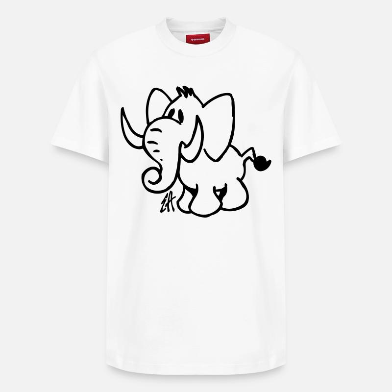 Elefant - Relaxed Unisex Supima Cotton T-Shirt – von SPREAD - Weiß