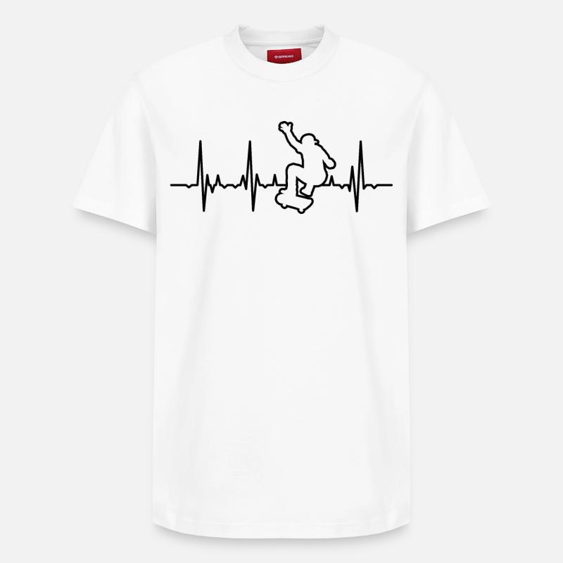 Skateboard Heartbeat - T-shirt unisexe décontracté en coton Supima – de SPREAD - blanc