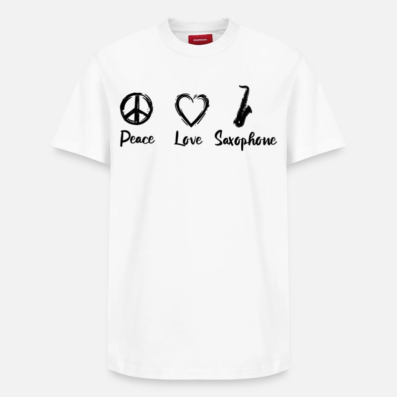 J’adore le saxophone - T-shirt unisexe décontracté en coton Supima – de SPREAD - blanc