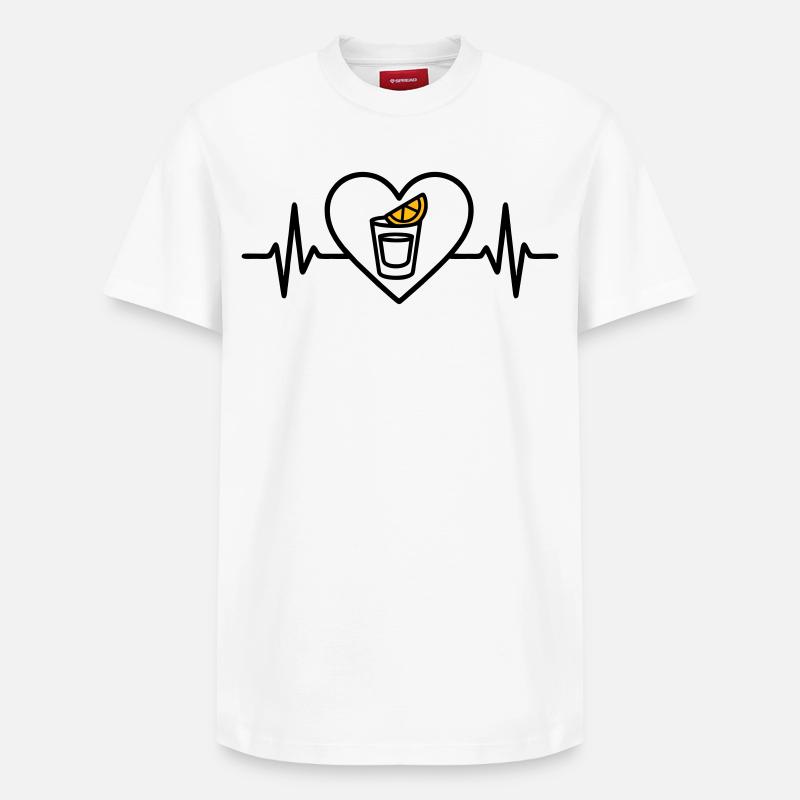 Tequila shot coeur Apéritif Soirée - T-shirt unisexe décontracté en coton Supima – de SPREAD - blanc