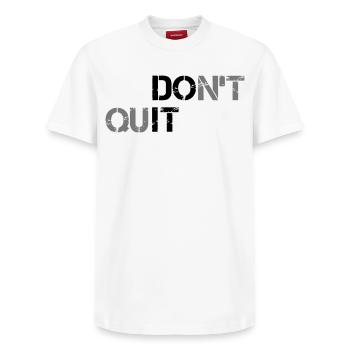Ne pas abandonner - T-shirt unisexe décontracté en coton Supima – de SPREAD - blanc - Devant - AI Model Female 172 dark (172cm) & AI Model Male 185 dark (185cm)