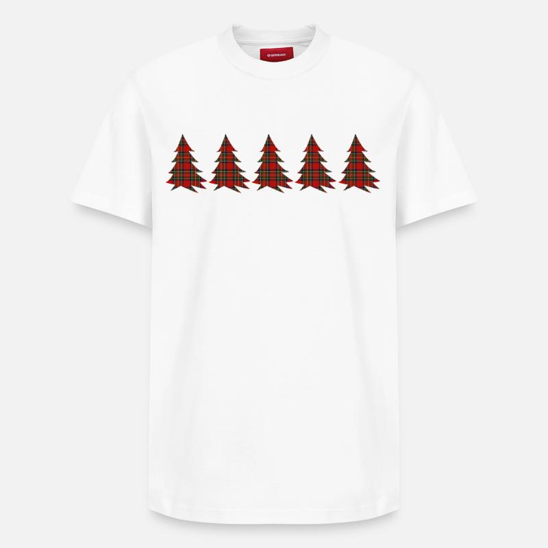 Forêt Tartan Arbres - T-shirt unisexe décontracté en coton Supima – de SPREAD - blanc