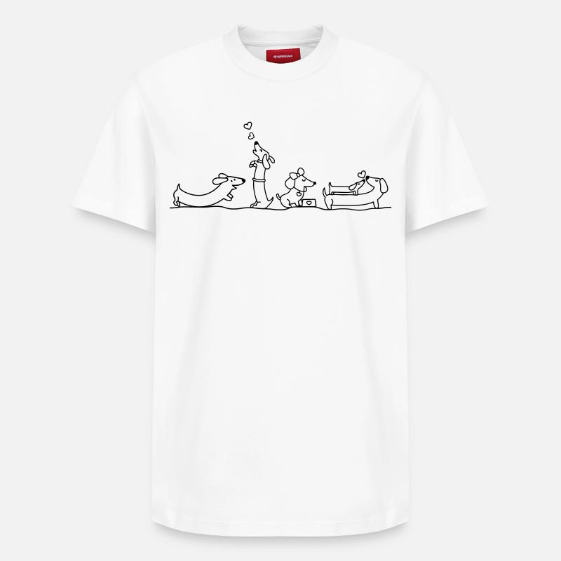 Illustration de teckel affectueux - T-shirt unisexe décontracté en coton Supima – de SPREAD - blanc