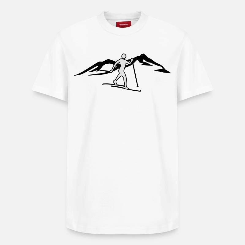 Langläufer vor Berg - Relaxed Unisex Supima Cotton T-Shirt – von SPREAD - Weiß