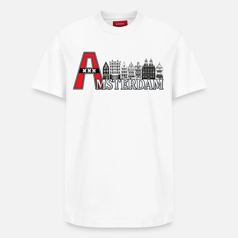 Amsterdam with a large A - Relaxed Unisex Supima Cotton T-Shirt – by SPREAD - white