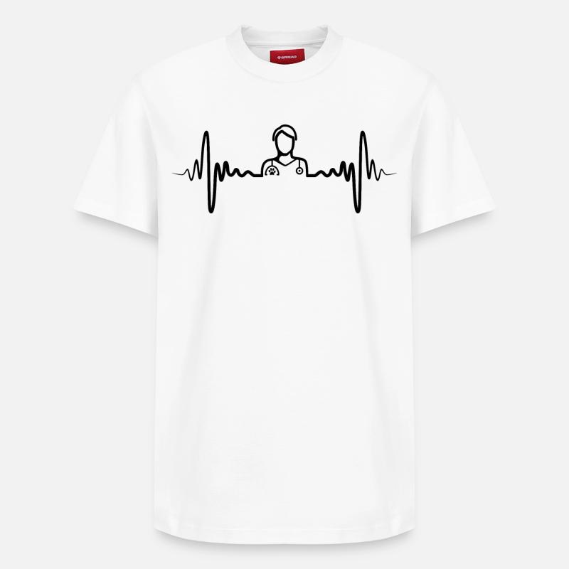 Rythme cardiaque du vétérinaire - T-shirt unisexe décontracté en coton Supima – de SPREAD - blanc