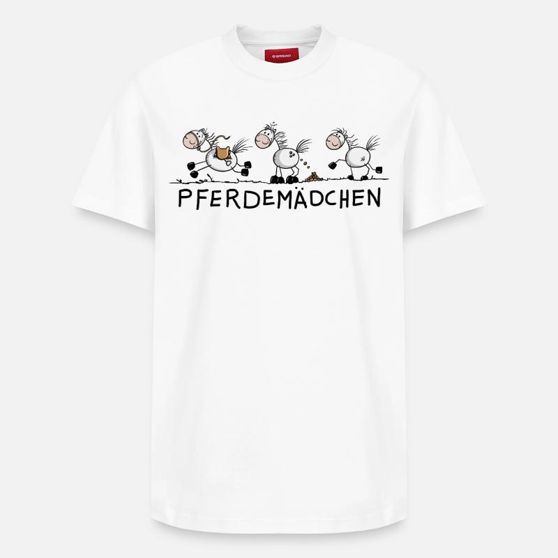 Pferdemädchen Pferde Strichmännchen Zeichnung  - Relaxed Unisex Supima Cotton T-Shirt – von SPREAD - Weiß