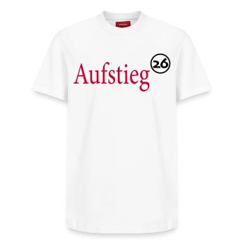 Aufsteiger 2026 Aufstieg - Relaxed Unisex Supima Cotton T-Shirt – von SPREAD - Weiß - Vorne - AI Model Female 172 dark (172cm) & AI Model Male 185 dark (185cm)
