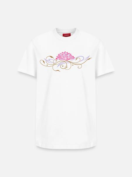 Filigree lotus with ornaments - Relaxed Unisex Supima Cotton T-Shirt – by SPREAD - white