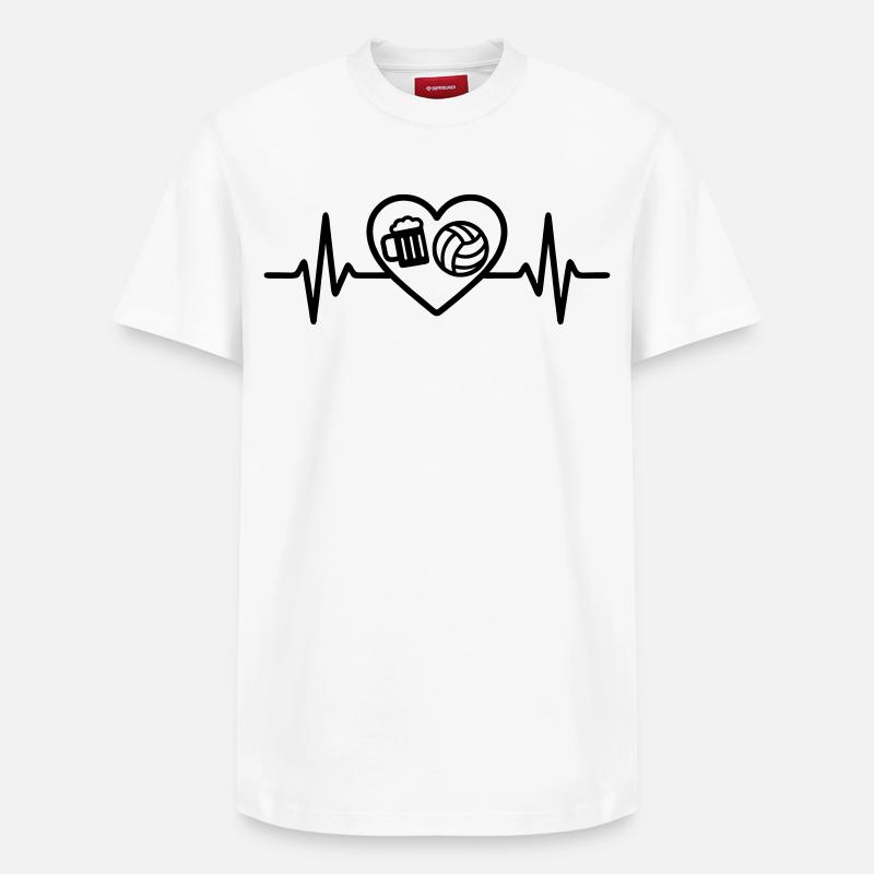 Bière de volley-ball au cœur - T-shirt unisexe décontracté en coton Supima – de SPREAD - blanc