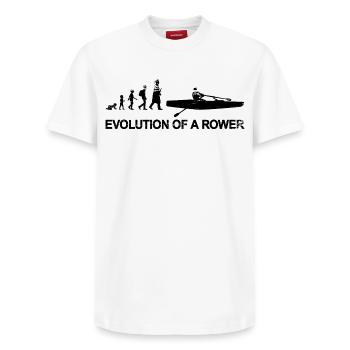 Rower Evolution - Relaxed Unisex Supima Cotton T-Shirt – by SPREAD - white - Front - AI Model Female 172 dark (172cm) & AI Model Male 185 dark (185cm)