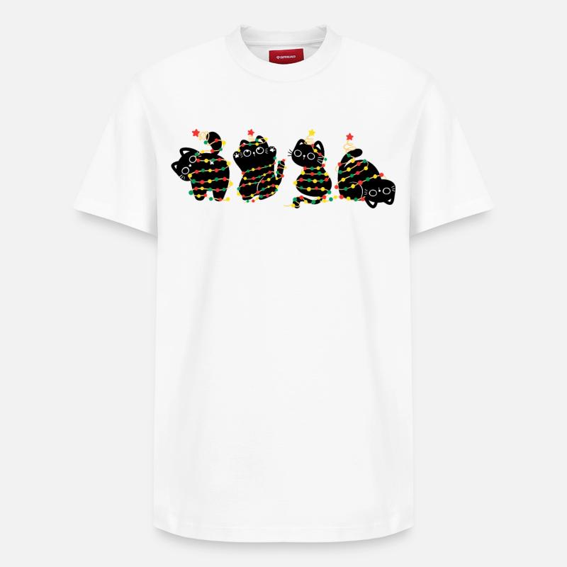 Chat à Noël - T-shirt unisexe décontracté en coton Supima – de SPREAD - blanc