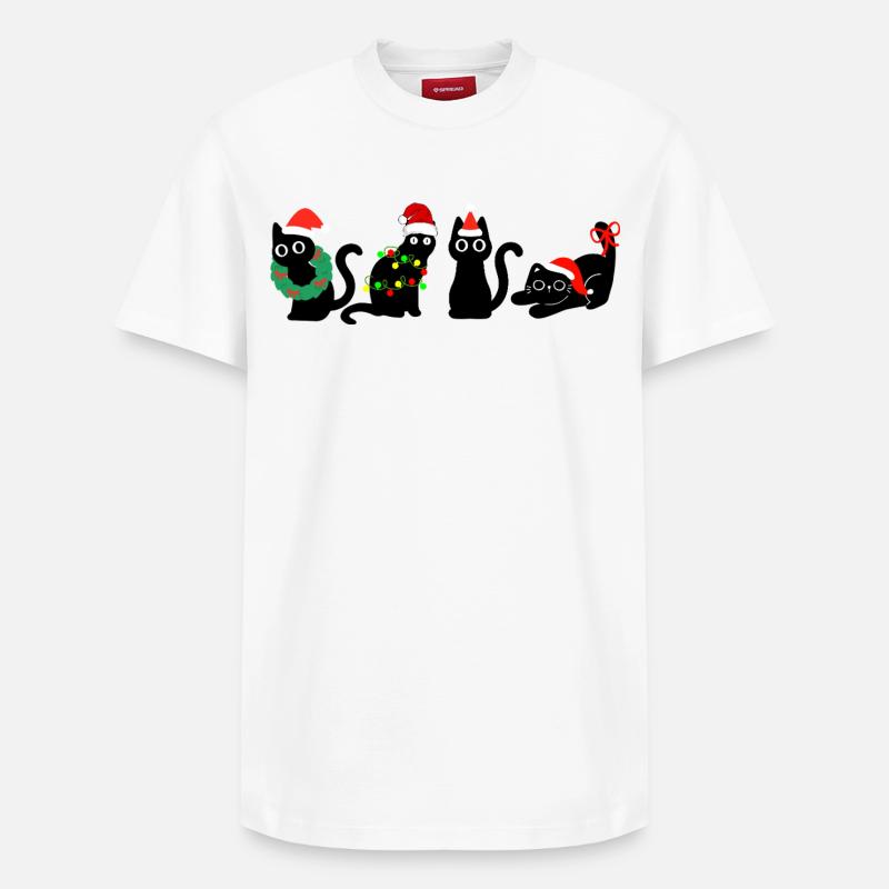 Chat à Noël - T-shirt unisexe décontracté en coton Supima – de SPREAD - blanc