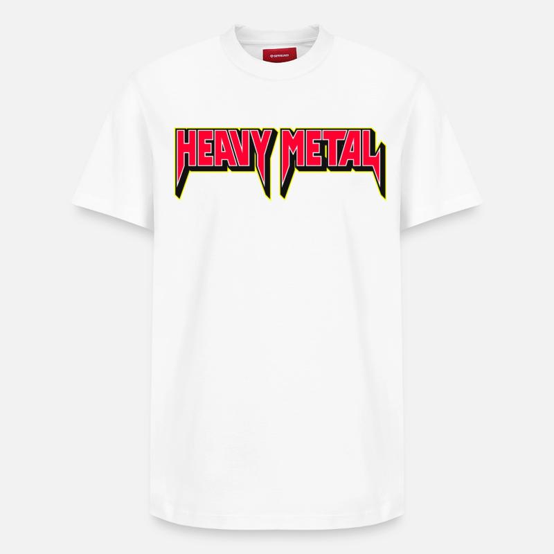 Heavy Metal Neon Red Logo - T-shirt unisexe décontracté en coton Supima – de SPREAD - blanc