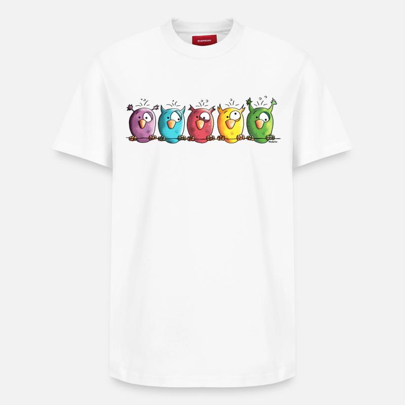 Drôle Hiboux - Oiseau - Oiseaux - T-shirt unisexe décontracté en coton Supima – de SPREAD - blanc