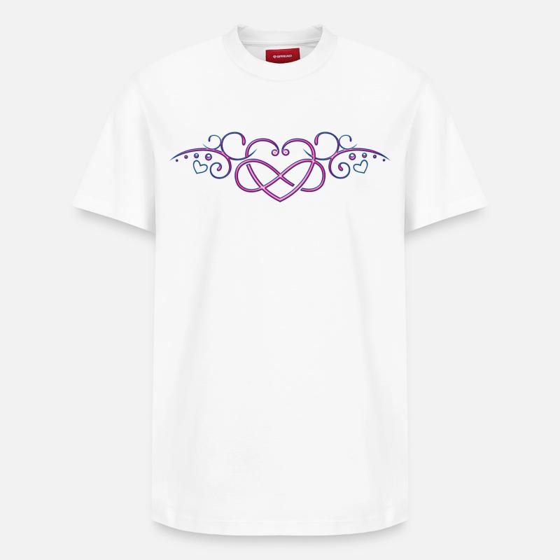 Herzen mit Unendlichkeitszeichen, pink - Relaxed Unisex Supima Cotton T-Shirt – von SPREAD - Weiß
