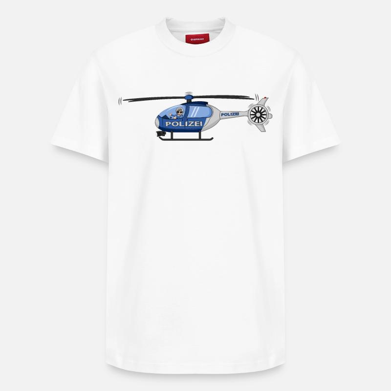 Polizei Hubschrauber Pilot - Relaxed Unisex Supima Cotton T-Shirt – von SPREAD - Weiß