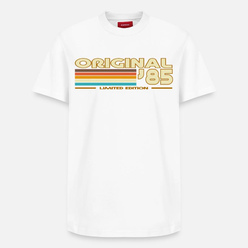 Original85 Retro Stripes - Relaxed Unisex Supima Cotton T-Shirt – by SPREAD - white