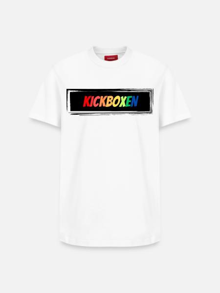 Kickboxen bunter Schriftzug - Relaxed Unisex Supima Cotton T-Shirt – von SPREAD - Weiß