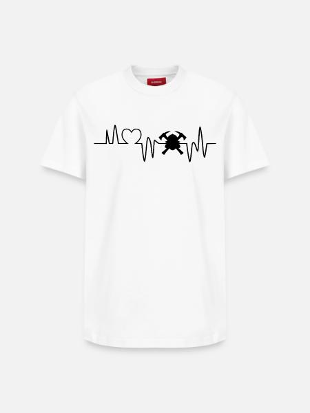 heartbeat firefighter fire department - Relaxed Unisex Supima Cotton T-Shirt – by SPREAD - white