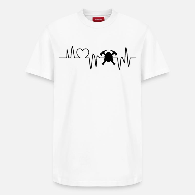 battement de cœur pompier service d'incendie - T-shirt unisexe décontracté en coton Supima – de SPREAD - blanc