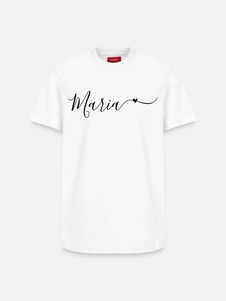 Maria Prénom Décoratif - T-shirt unisexe décontracté en coton Supima – de SPREAD - blanc