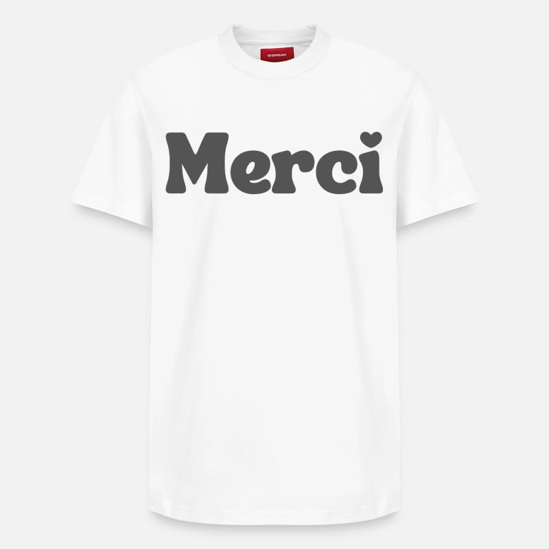 Merci - T-shirt unisexe décontracté en coton Supima – de SPREAD - blanc
