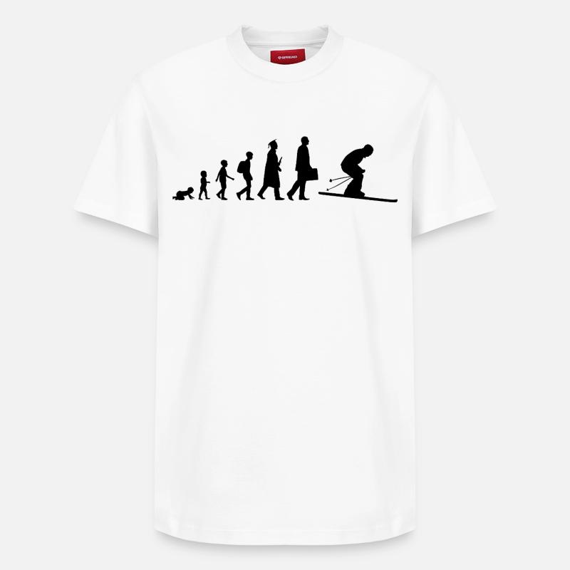 Skifahrer Evolution - Relaxed Unisex Supima Cotton T-Shirt – von SPREAD - Weiß