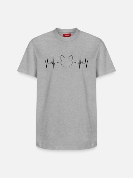 Heartbeat Cat Amante degli animali ECG - T-shirt unisex con vestibilità rilassata in cotone Supima – di SPREAD - bianco