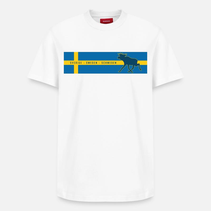 Suède - Sverige - Suède - Orignal - T-shirt unisexe décontracté en coton Supima – de SPREAD - blanc