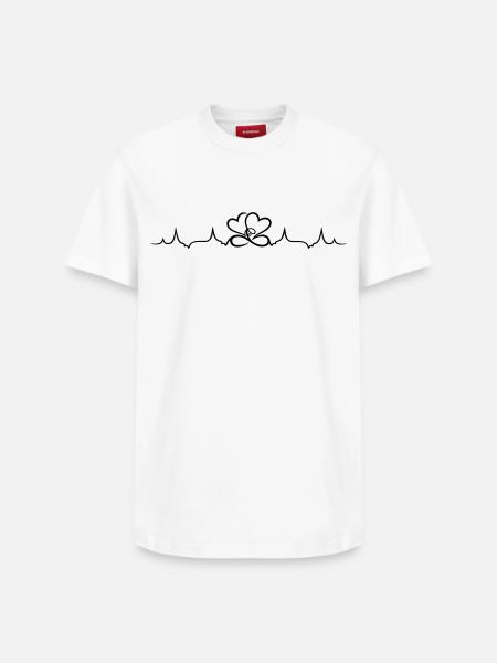 Heartbeat, two hearts with infinity symbol - Relaxed Unisex Supima Cotton T-Shirt – by SPREAD - white