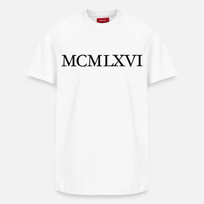 MCMLXVI 1966 Roman Anniversaire Année - T-shirt unisexe décontracté en coton Supima – de SPREAD - blanc
