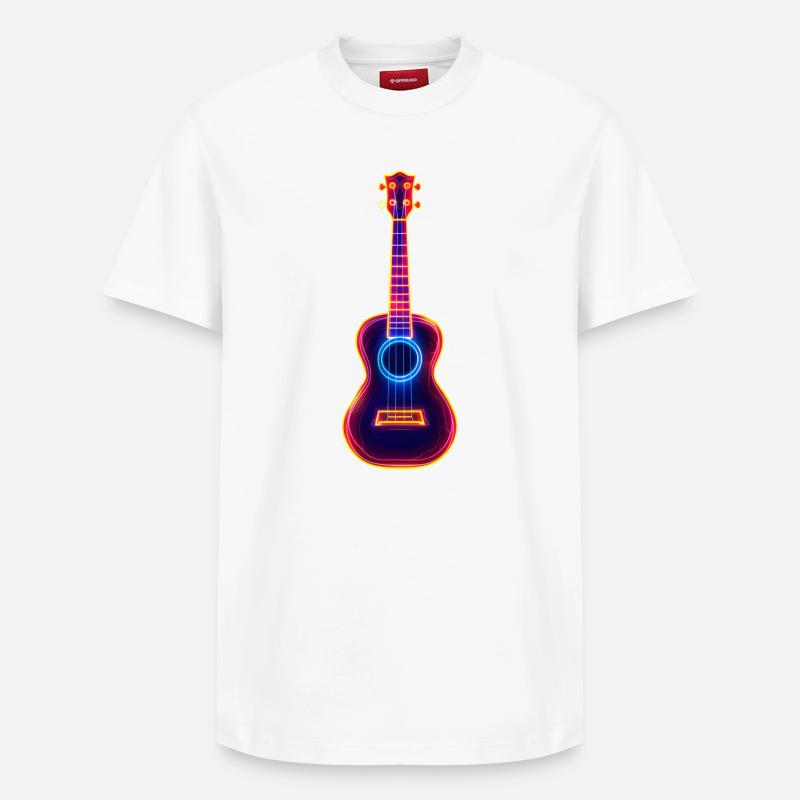 Ukulélé Synthwave rétro - T-shirt unisexe décontracté en coton Supima – de SPREAD - blanc