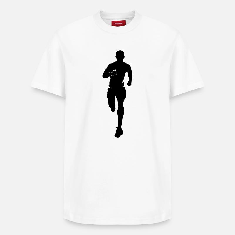 Marathon Runner Silhouette Marathon - T-shirt unisexe décontracté en coton Supima – de SPREAD - blanc
