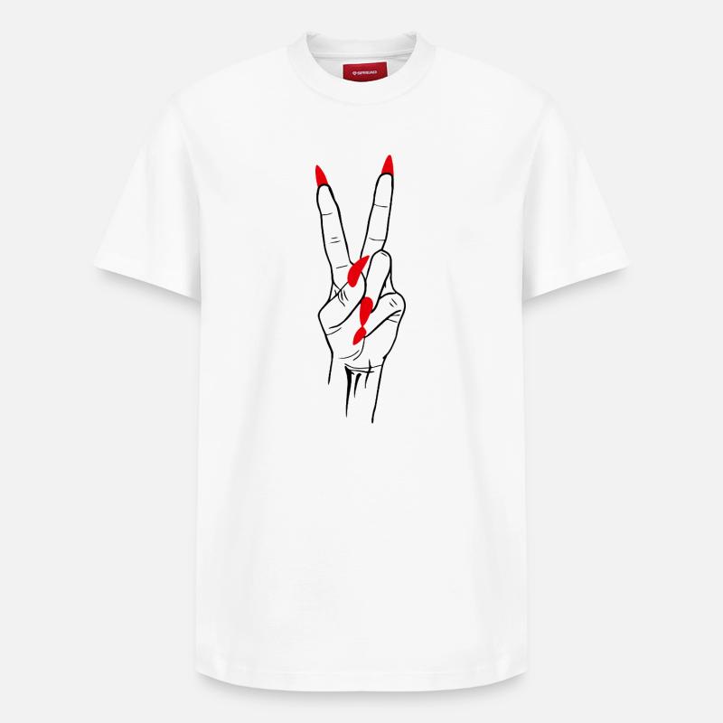 Sieg Frieden Handzeichen - Relaxed Unisex Supima Cotton T-Shirt – von SPREAD - Weiß