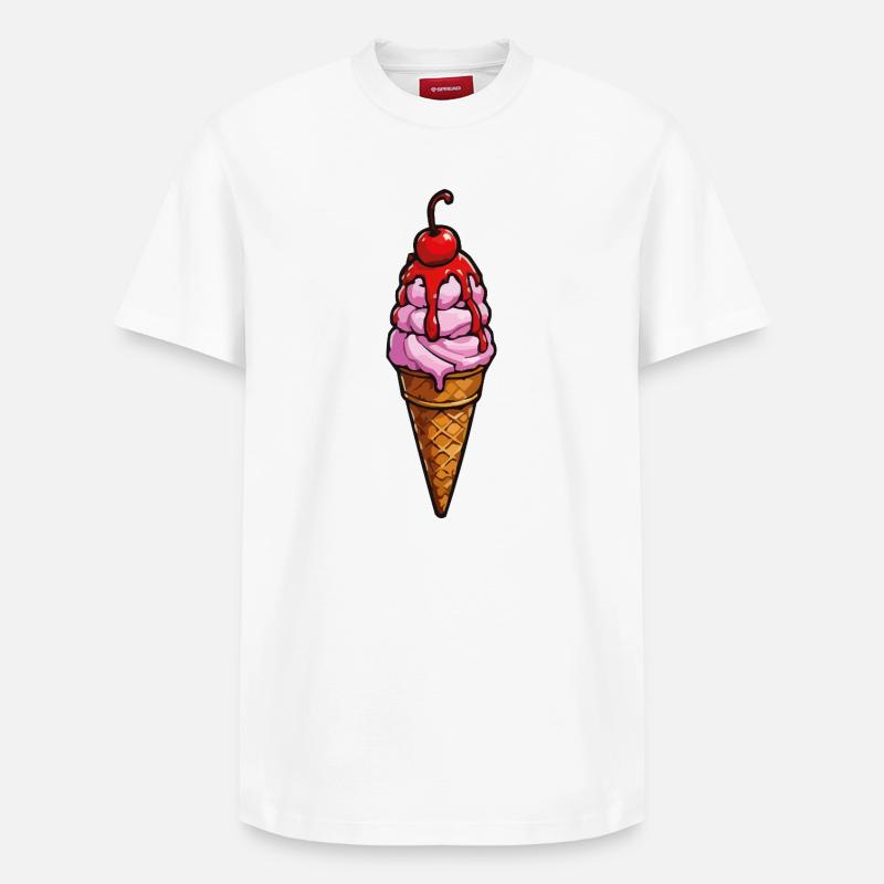 Kirsche Erdbeere Eiscreme - Relaxed Unisex Supima Cotton T-Shirt – von SPREAD - Weiß