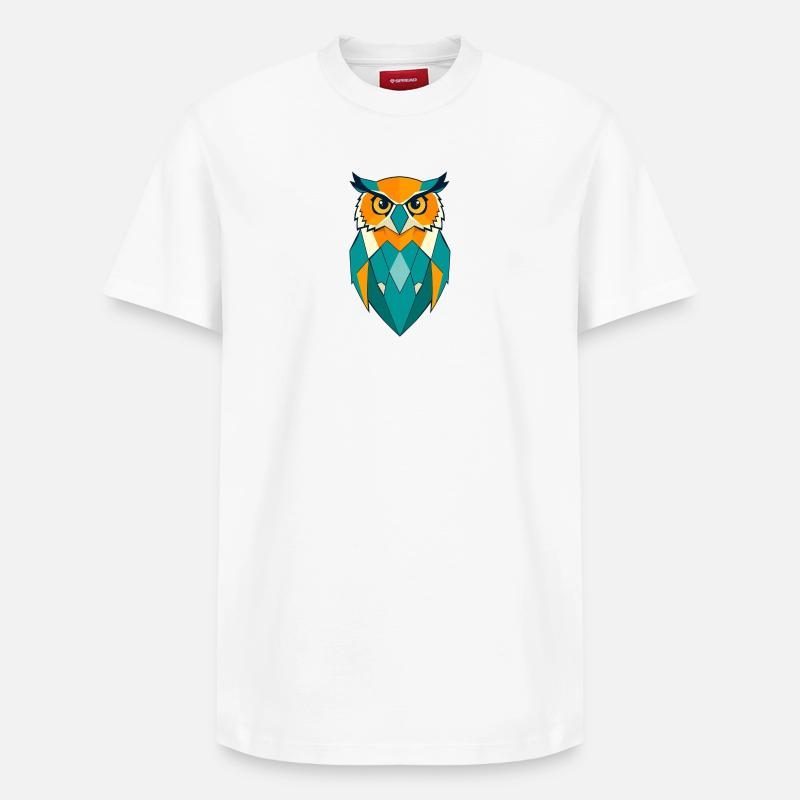Geometrische Eule - Relaxed Unisex Supima Cotton T-Shirt – von SPREAD - Weiß
