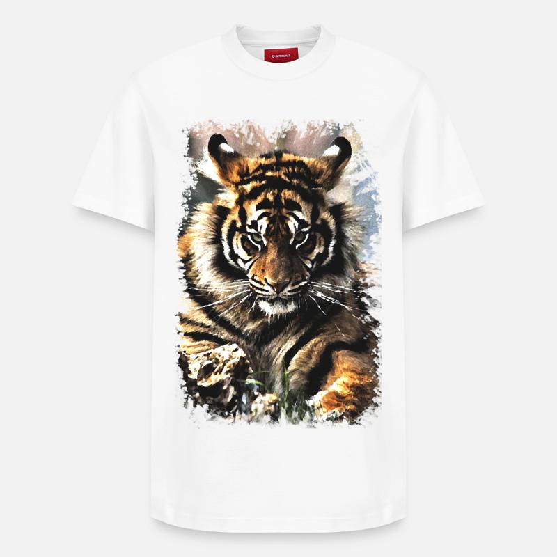 Tiger - Relaxed Unisex Supima Cotton T-Shirt – von SPREAD - Weiß