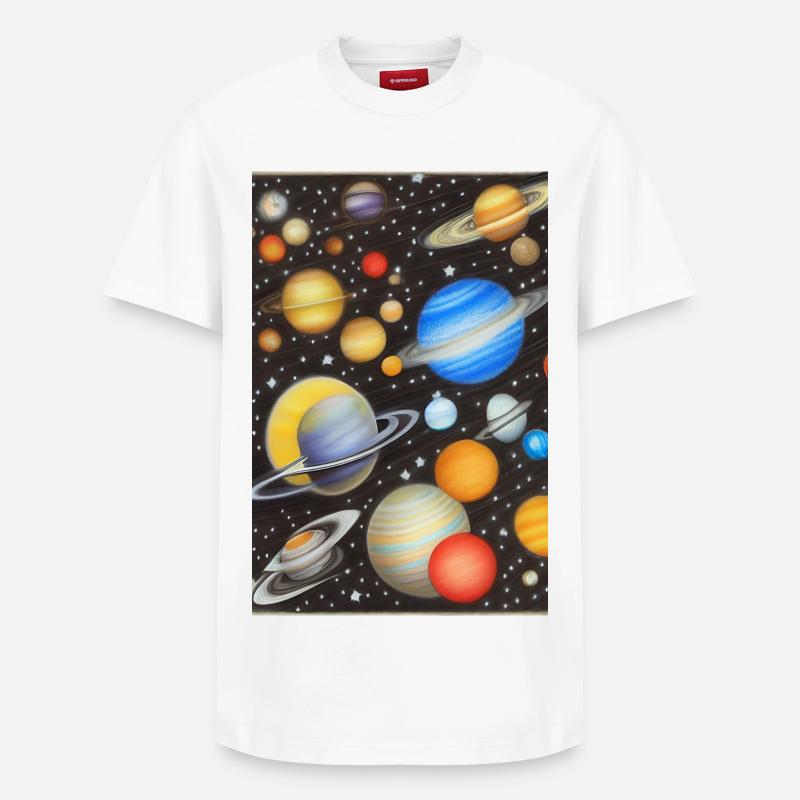 Space and planets - Relaxed Unisex Supima Cotton T-Shirt – by SPREAD - white