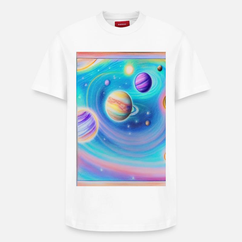 Espace et planètes - T-shirt unisexe décontracté en coton Supima – de SPREAD - blanc